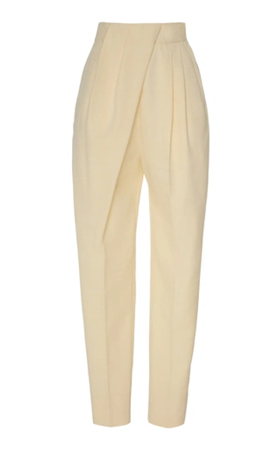 Shop Proenza Schouler Draped High-rise Pleated Trousers In Yellow