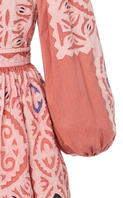 Shop Ulla Johnson Omaira Embroidered Cotton Dress In Pink