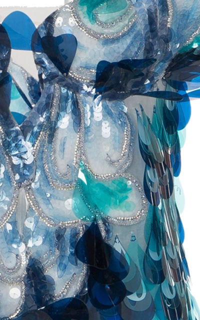 Shop Mary Katrantzou Sequined Organza Midi Dress In Blue