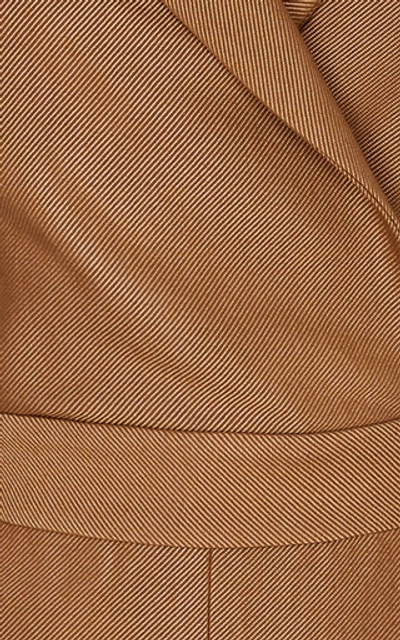 Shop Brandon Maxwell Wrap- Detailed Wool-silk Twill Jumpsuit In Brown