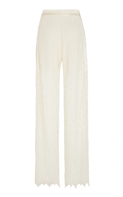 Shop Jonathan Simkhai Ava Satin-paneled Lace Pants In White