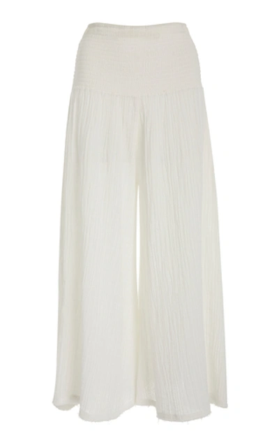 Shop Anaak Kai Cotton Wide-leg Pants In White