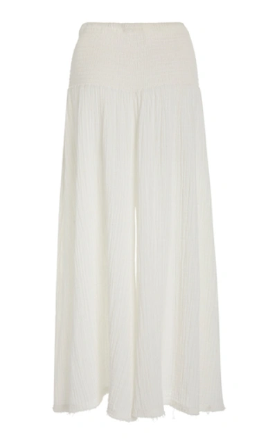 Shop Anaak Kai Cotton Wide-leg Pants In White