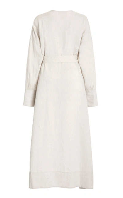 Shop Asceno The Rome Button-detailed Linen Maxi Dress In White