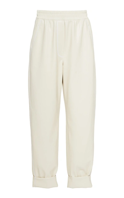 Shop Nanushka Selah Faux Leather Pants In White