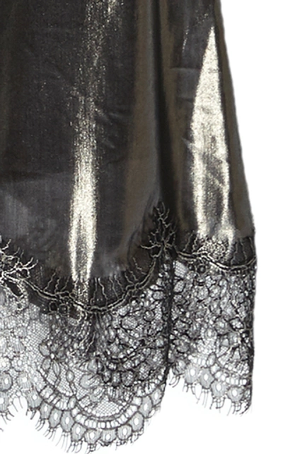 Shop Anais Jourden Metallic Lace-trim Lamé Midi Skirt In Black