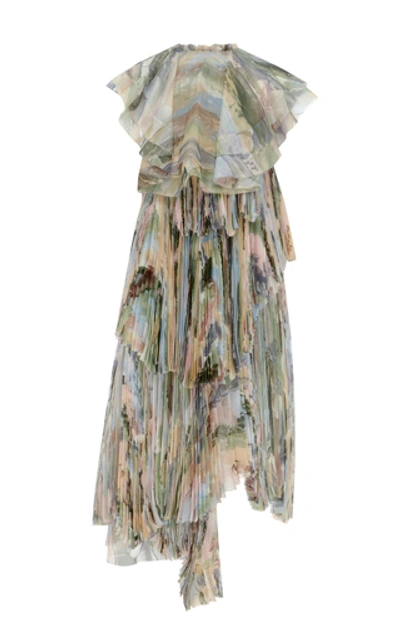 Shop Aje Sunray Asymmetric Printed Chiffon Dress