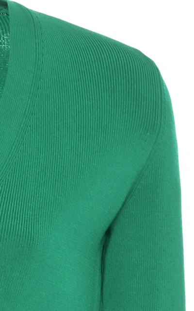 Shop Alexis Petal Ribbed-knit Cropped Top In Green