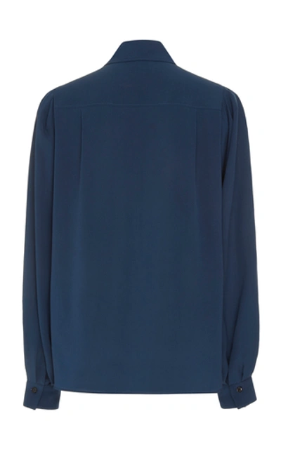 Shop Givenchy Chain-detailed Silk Blouse In Navy