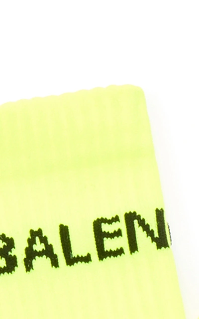 Shop Balenciaga Intarsia Cotton-blend Socks In Yellow