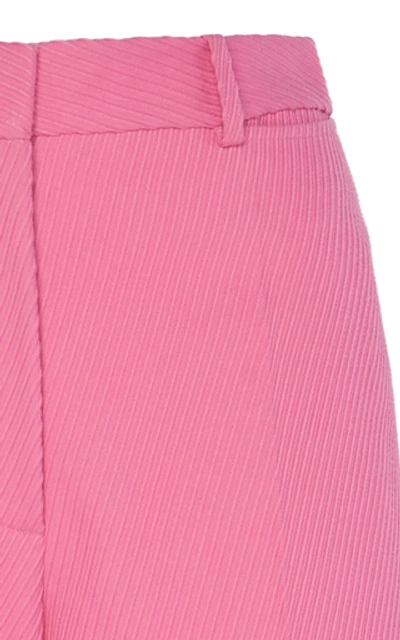 Shop Victoria Beckham Cotton-twill Straight-leg Pants In Pink