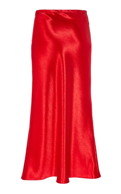 Shop Sies Marjan Aliya Satin Midi Skirt In Red