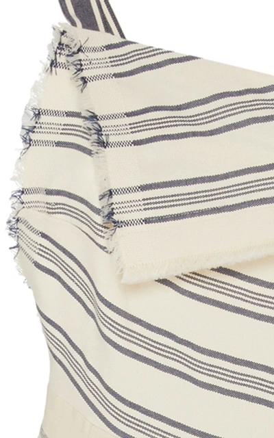 Shop Monse Asymmetric Striped Cotton-linen Dress