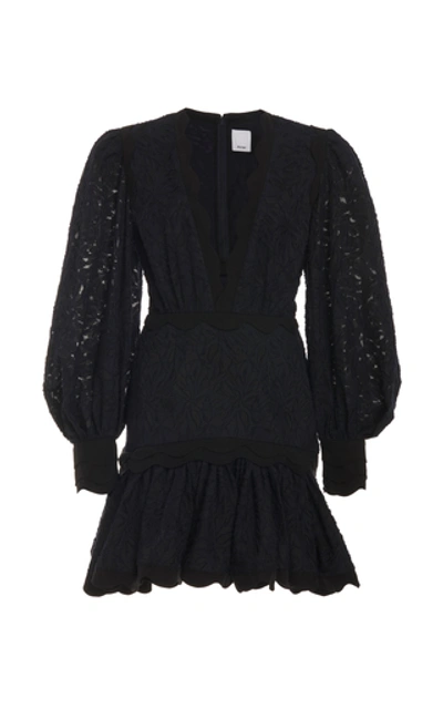 Shop Acler Montana Ruffled Lace Mini Dress In Black