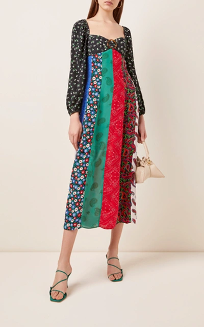 Shop Rixo London Ivy Floral-print Cotton-poplin Midi Dress