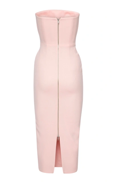 Shop Alex Perry Lindsey Ruched Crepe Midi Dress In Pink