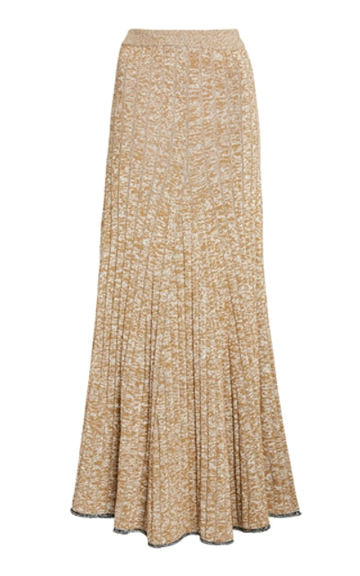 Shop Joseph Sally Mélange Ribbed-knit Maxi Skirt In Neutral