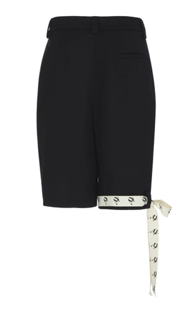 Shop Monse Upside Down Ribbon-detailed Wool Shorts In Black