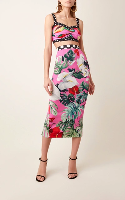 Shop Dolce & Gabbana Printed Silk-blend Midi Skirt