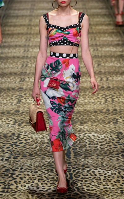Shop Dolce & Gabbana Printed Silk-blend Midi Skirt