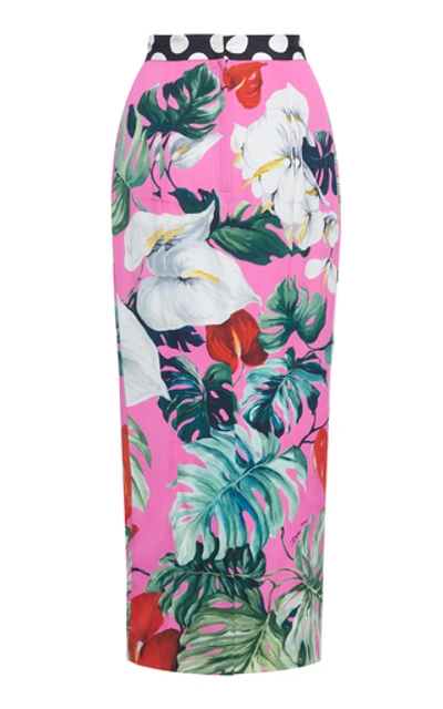 Shop Dolce & Gabbana Printed Silk-blend Midi Skirt