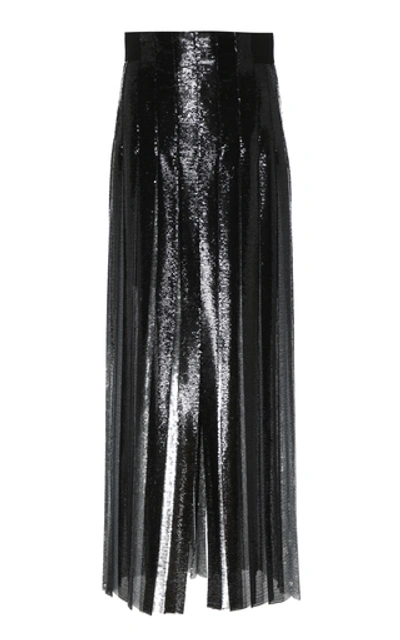 Shop Akris Sequined-embellished Plissé Crepe Midi Skirt In Black