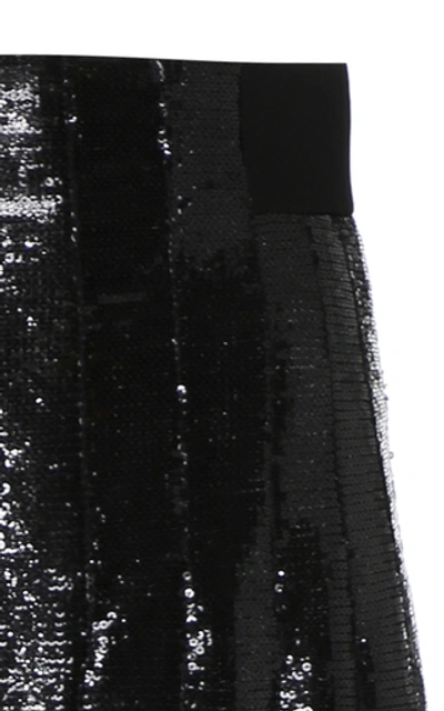 Shop Akris Sequined-embellished Plissé Crepe Midi Skirt In Black