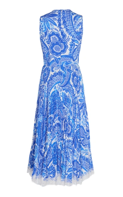 Shop Andrew Gn Paisley-print Plissé-silk Midi Dress In Multi