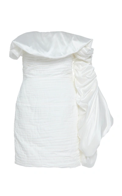 Shop Aje Allégro One-shoulder Satin-trimmed Cotton Mini Dress In White