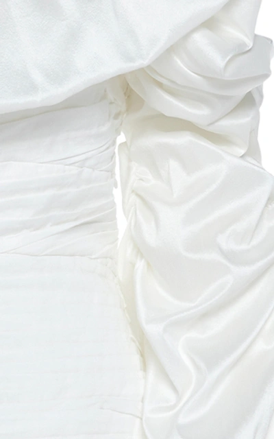 Shop Aje Allégro One-shoulder Satin-trimmed Cotton Mini Dress In White