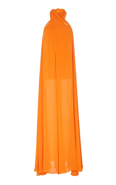 Shop Staud Sycamore Wrap Gauze Wide-leg Jumpsuit In Orange