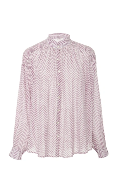 Shop Alix Of Bohemia Kiki Herringbone Cotton-chiffon Shirt In Purple