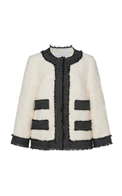 Shop Andrew Gn Contrast Tweed Jacket In Black/white