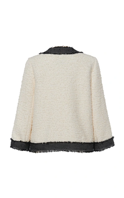Shop Andrew Gn Contrast Tweed Jacket In Black/white
