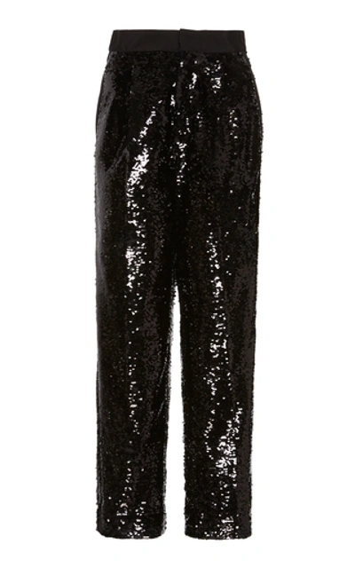 Shop Dundas High-rise Sequin Trouser In Black