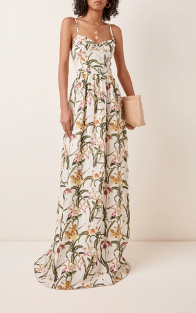 Shop Agua By Agua Bendita Acacia Floral Maxi Dress In White