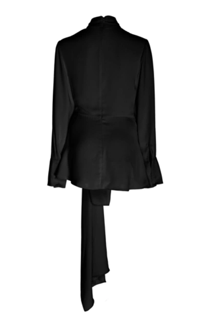 Shop Acler Spanning Draped Wrap-effect Crepe Top In Black