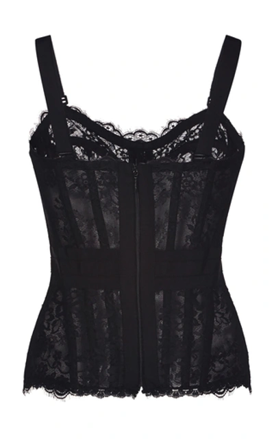 Shop Zuhair Murad Chantilly Lace Corset Top In Black