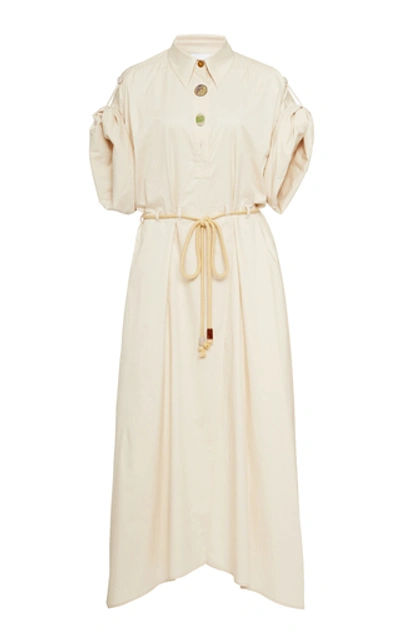Shop Nanushka Hanna Cotton-twill Midi Dress In White