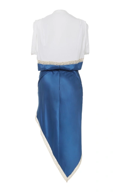 Shop Alexander Wang Draped Silk T-shirt Dress In Blue