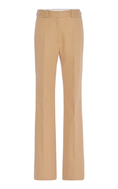 Shop Victoria Beckham Cotton-twill Straight-leg Pants In Neutral