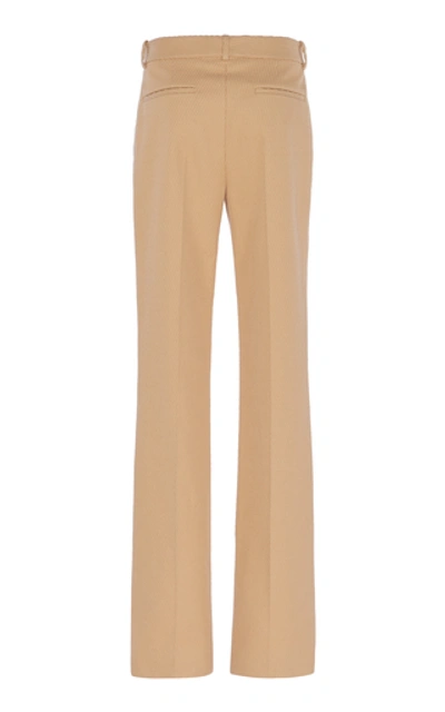 Shop Victoria Beckham Cotton-twill Straight-leg Pants In Neutral