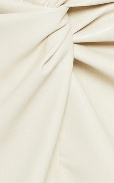 Shop Nanushka Milo Gathered Leather Mini Skirt In White