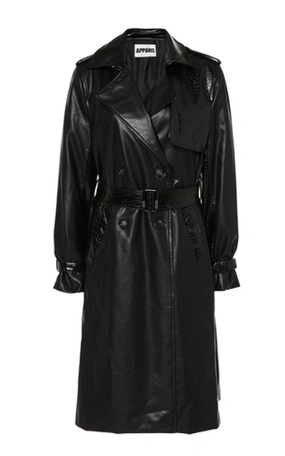 Shop Apparis Priya Croc Vegan Leather Long Lined Coat In Animal