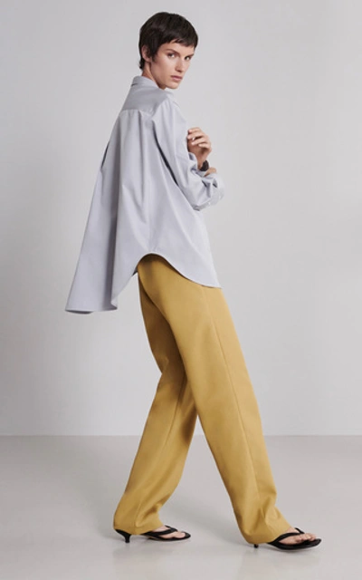 Shop Totême Arles High-rise Crepe Straight-leg Trousers In Brown