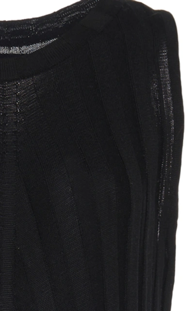 Shop Boyarovskaya Ribbed Knit Cotton Midi Dress In Black