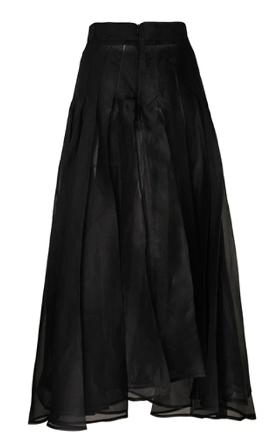 Shop A.w.a.k.e. Pleated Chiffon Midi Skirt In Black