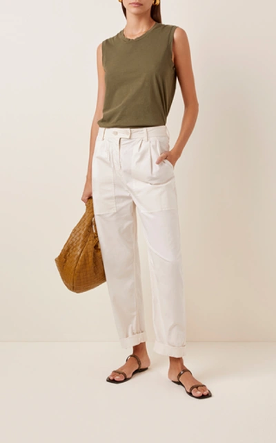 Shop Nili Lotan Cyro Cotton-blend Pants In White
