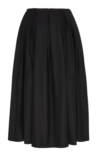 Shop Khaite Meryl Pleated Cotton Skirt In Black