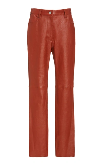 Shop Joseph Cindy Lambskin Leather Pants In Red